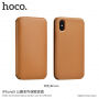 Husă flip HOCO, de lux, din piele artificială, pentru Apple iPhone XS / iPhone X - maro