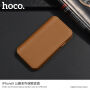 Husă flip HOCO, de lux, din piele artificială, pentru Apple iPhone XS / iPhone X - maro