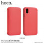 Husă flip HOCO, de lux, din piele artificială, pentru Apple iPhone XS / iPhone X - roşu