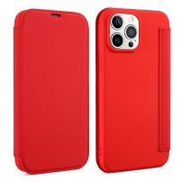 Carcasă tip portofel din silicon și piele PU pentru iPhone 13 - roșu