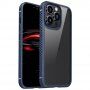 Husă transparentă rezistentă la șocuri cu textura din carbon pentru iPhone 13 Pro Max - albastru