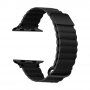 Curea magnetică din piele cu detalii metalice pentru Apple Watch 42mm / 41mm / 40mm / 38mm - negru