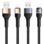 Usams cablu USB de date și încărcare împletit și luminos / Lightning pentru iPhone / iPad - 1,2m - auriu
