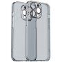Husă transparentă cu sticlă pentru protejarea lentilei pentru iPhone 13 Pro Max - gri