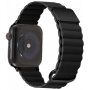 Curea magnetică din piele cu detalii metalice pentru Apple Watch 42mm / 41mm / 40mm / 38mm - negru