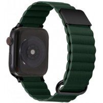 Curea magnetică din piele cu detalii metalice pentru Apple Watch 42mm / 41mm / 40mm / 38mm - curea verde