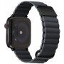 Curea magnetică din piele cu detalii metalice pentru Apple Watch 42mm / 41mm / 40mm / 38mm - gri închis