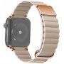 Curea magnetică din piele cu detalii metalice pentru Apple Watch 42mm / 41mm / 40mm / 38mm - bej