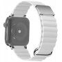 Curea magnetică din piele cu detalii metalice pentru Apple Watch 42mm / 41mm / 40mm / 38mm - alb