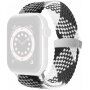 Curea împletită din nailon cu cataramă glisantă pentru Apple Watch 42mm / 41mm / 40mm / 38mm - alb-negru