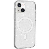 Husă transparentă cu MagSafe cu sclipici pentru iPhone 13 - alb