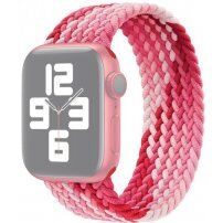 Curea din nailon cu model de împletitură colorată pentru Apple Watch Ultra 49mm / 46mm / 45mm / 44mm / 42mm - S - roz