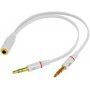 Reducţie / adaptor audio pentru căşti - jack 3,5 mm, la 2 x 3,5 mm - alb