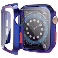 Husa de protectie cu sticla securizata pentru Apple Watch 44mm - albastru