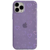 Husă transparentă cu inimi schimbătoare pentru iPhone 11 Pro Max - violet
