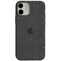 Husă transparentă cu inimi schimbătoare pentru iPhone 12 / 12 Pro - negru