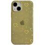 Husă transparentă cu inimi schimbătoare pentru iPhone 13 mini - galben