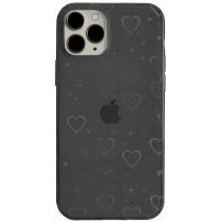 Husă transparentă cu inimi schimbătoare pentru iPhone 13 Pro Max - negru