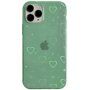 Husă transparentă cu inimi schimbătoare pentru iPhone 13 Pro Max - verde