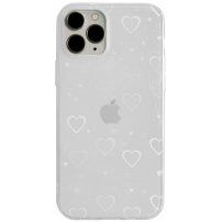 Husă transparentă cu inimi schimbătoare pentru iPhone 13 Pro - alb