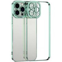 Carcasă transparentă cu margine metalizată pentru iPhone 12 - verde