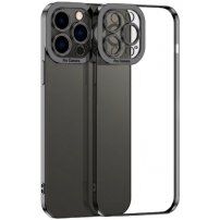 Carcasă transparentă cu margine metalizată pentru iPhone 13 Pro - negru