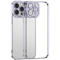 Carcasă transparentă cu margine metalizată pentru iPhone 13 - violet