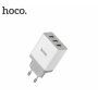 Încărcător HOCO de priză, cu trei porturi USB, pentru iPhone / iPad / iPod - alb