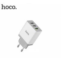 Încărcător HOCO de priză, cu trei porturi USB, pentru iPhone / iPad / iPod - alb