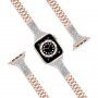 Curea metalică împânzită cu strasuri pentru Apple Watch 42mm / 41mm / 40mm / 38mm - roz-auriu
