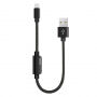 Cablu USB BENKS, cu conectori lightning male / female, pentru audiţie muzicală şi încărcare simultană, pentru Apple iPhone - 25cm - negru