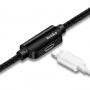 Cablu USB BENKS, cu conectori lightning male / female, pentru audiţie muzicală şi încărcare simultană, pentru Apple iPhone - 25cm - negru