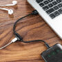 Cablu USB BENKS, cu conectori lightning male / female, pentru audiţie muzicală şi încărcare simultană, pentru Apple iPhone - 25cm - negru