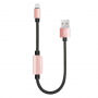 Cablu USB BENKS, cu conectori lightning male / female, pentru audiţie muzicală şi încărcare simultană, pentru Apple iPhone - 25cm - roz-auriu