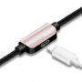 Cablu USB BENKS, cu conectori lightning male / female, pentru audiţie muzicală şi încărcare simultană, pentru Apple iPhone - 25cm - roz-auriu