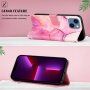 Carcasă flip marmură din piele PU pentru iPhone 13 mini - fucsia