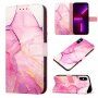 Carcasă flip marmură din piele PU pentru iPhone X / XS - fucsia