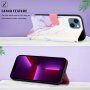 Carcasă flip marmură din piele PU pentru iPhone 13 mini - violet