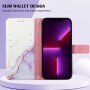 Carcasă flip marmură din piele PU pentru iPhone 13 mini - violet