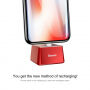 Stativ de încărcare BASEUS, din aluminiu, pentru Apple iPhone - roşu