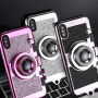 Carcasă stilată, cu design de fotoaparat retro, pentru Apple iPhone XS / iPhone X - negru