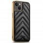 Husă de protecție din piele PU cu margine metalică pentru iPhone 13 Pro - negru