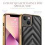 Husă de protecție din piele PU cu margine metalică pentru iPhone 13 Pro - negru