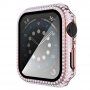 Carcasă acoperită cu pietre sticlă securizată pentru Apple Watch 40mm - roz