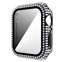 Carcasă acoperită cu pietre sticlă securizată pentru Apple Watch 40mm - negru