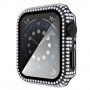 Carcasă acoperită cu pietre sticlă securizată pentru Apple Watch 40mm - negru