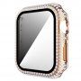 Carcasă acoperită cu pietre sticlă securizată pentru Apple Watch 40mm - roz-auriu