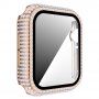 Carcasă acoperită cu pietre sticlă securizată pentru Apple Watch 40mm - roz-auriu