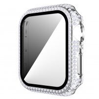 Carcasă acoperită cu pietre sticlă securizată pentru Apple Watch 40mm - argintiu