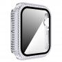 Carcasă acoperită cu pietre sticlă securizată pentru Apple Watch 40mm - argintiu